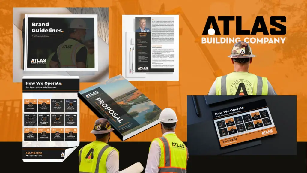 Atlas Building Company Branding, Graphic Design, Design Materials